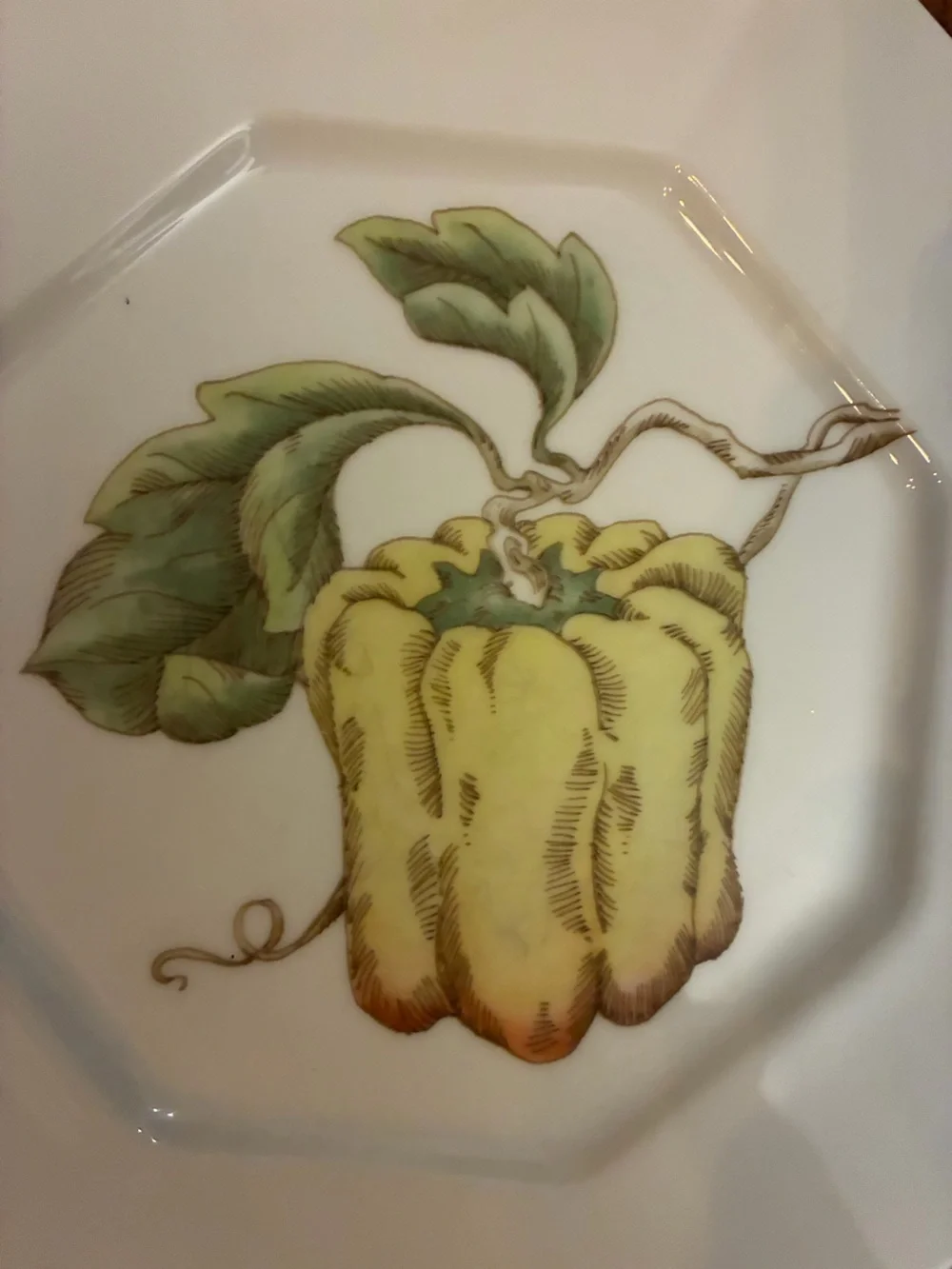 Vtg Fitz&Floyd Set Of 4 Potager Dinner Plates Tomato Artichoke Eggplant Pepper